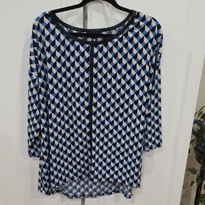 Worthington Black and Blue Checkered Blouse